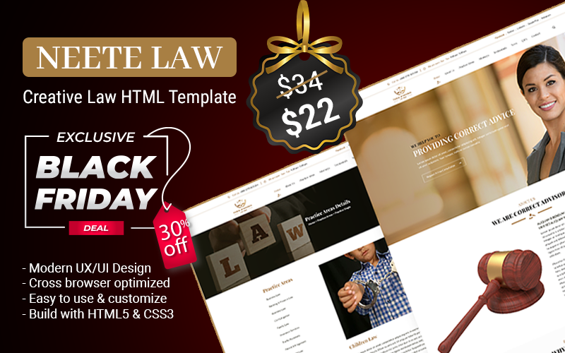 Neete - Law responsieve HTML-websitesjabloon