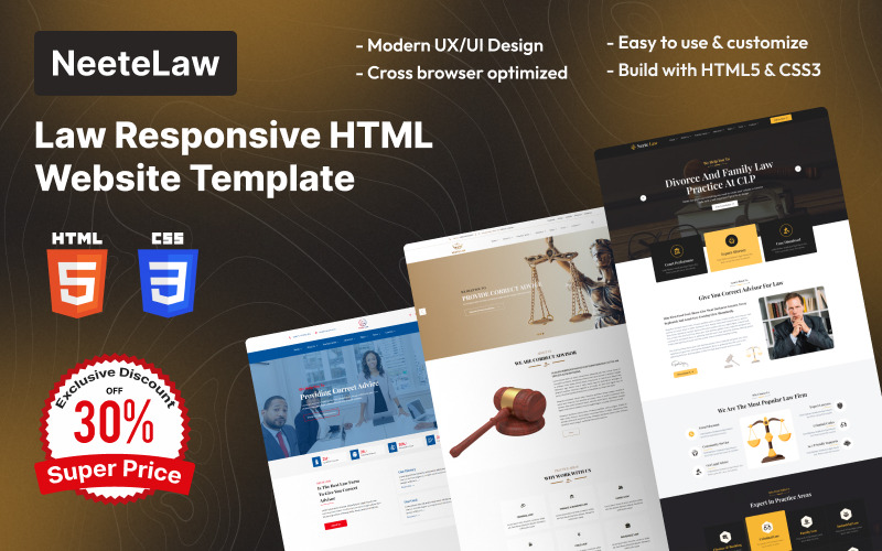 Neete - Law responsieve HTML-websitesjabloon