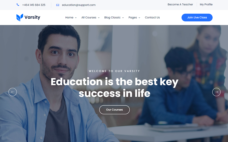 Varsity - School, College, University, and Online Course Based Educational HTML Website Template