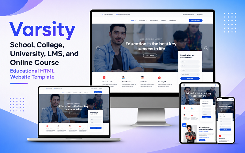 Varsity – Vorlage für eine Bildungswebsite (HTML) für Schulen, Hochschulen, Universitäten, Lernmanagementsysteme und Online-Kurse