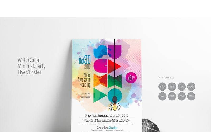Download Фирменный стиль "Water-Color Minimal Party Poster - Corporate Identity Template" / Water-Color Minimal Party Poster - Corporate Identity Template - Фирменный стиль на тему графика 