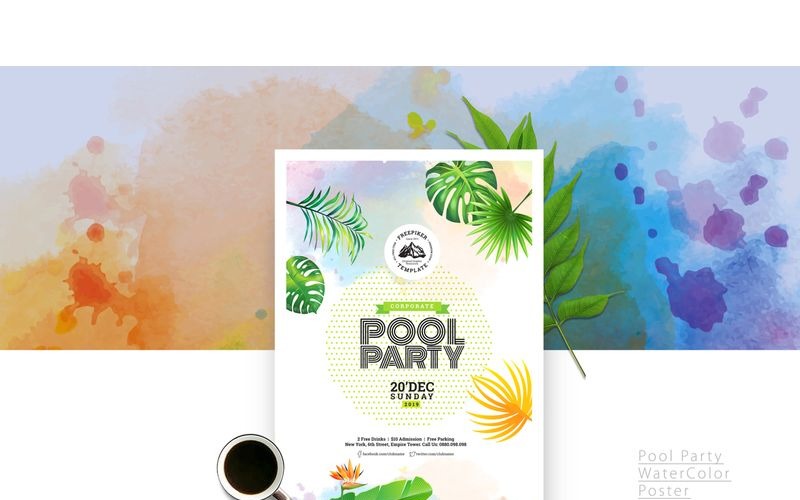 Download Фирменный стиль "Watercolor Pool Party Poster / Flyer - Corporate Identity Template" / Watercolor Pool Party Poster / Flyer - Corporate Identity Template - Фирменный стиль на тему графика design template watercolour pool poster water-color flyer party soccer sports event games corporate