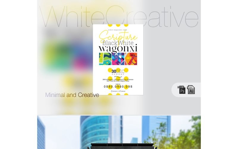 Білий плакат творчих подій - шаблон фірмового стилю