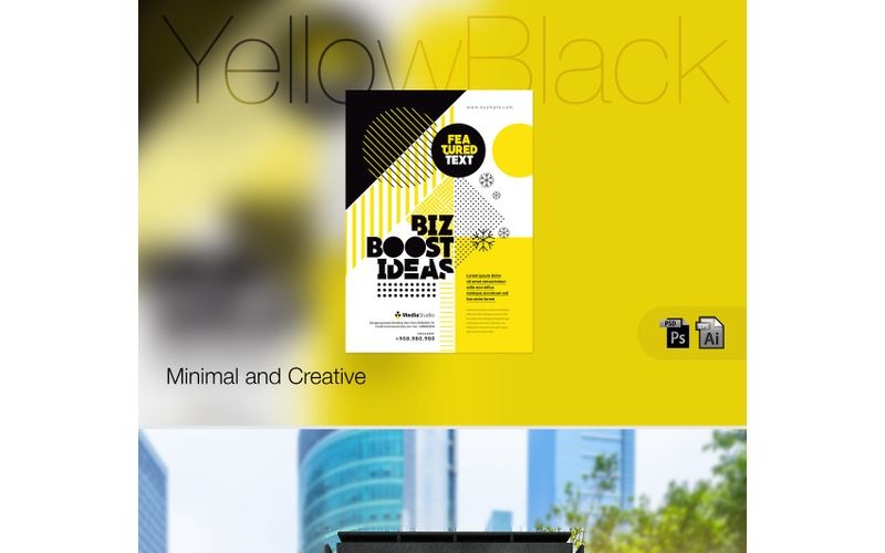 Download Фирменный стиль "Yellow-Black Event Poster - Corporate Identity Template" / Yellow-Black Event Poster - Corporate Identity Template - Фирменный стиль на тему графика design template yellow black creative retro event poster typographic typo typography flyer