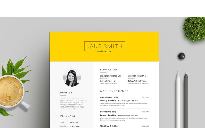 Download Резюме "Yellow Topbar Resume Template" / Yellow Topbar Resume Template - Резюме на тему графика 