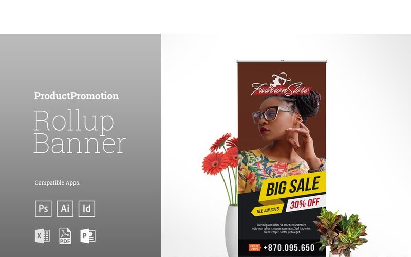 Download Фирменный стиль "Big Sale Promotion Rollup Banner - Corporate Identity Template" / Big Sale Promotion Rollup Banner - Corporate Identity Template - Фирменный стиль на тему графика sale promotion big sale fashion advertisement banner product rollup