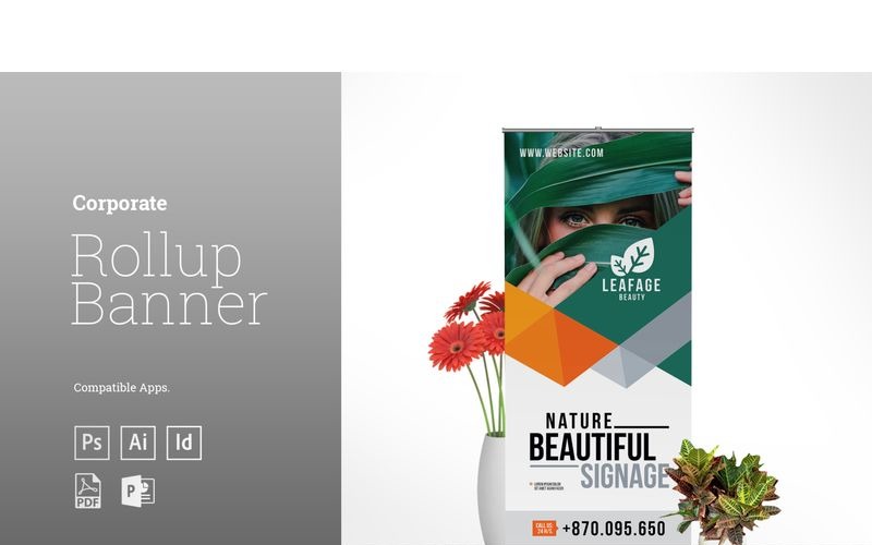 Download Фирменный стиль "Corporate Rollup Banner - Corporate Identity Template" / Corporate Rollup Banner - Corporate Identity Template - Фирменный стиль на тему графика corporate green rollup banner advertisement product promotion creative