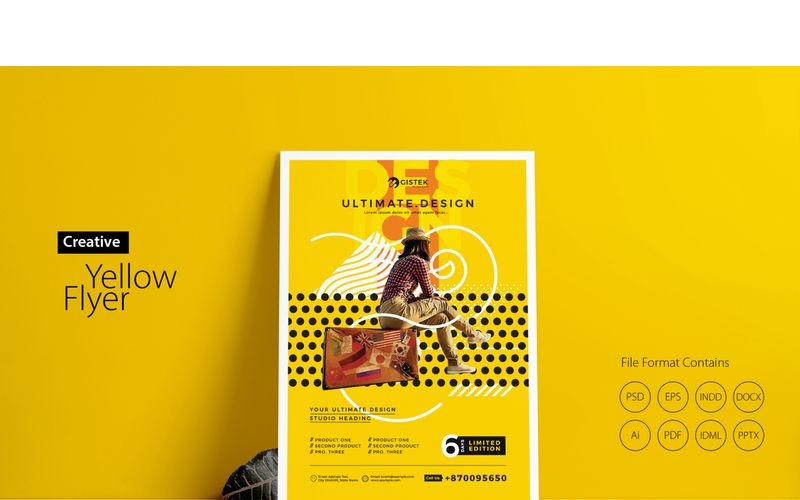 Download Фирменный стиль "Minimal & Creative Yellow Flyer - Corporate Identity Template" / Minimal & Creative Yellow Flyer - Corporate Identity Template - Фирменный стиль на тему графика design template creative flyer yellow minimal corporate orange circles stripes agency event product promotion travel advertise
