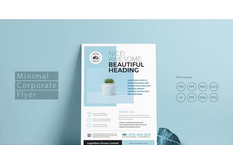 Download Фирменный стиль "Minimal Flyer - Corporate Identity Template" / Minimal Flyer - Corporate Identity Template - Фирменный стиль на тему графика design template minimal flyer corporate turquoise paste green creative agency office product minimalist