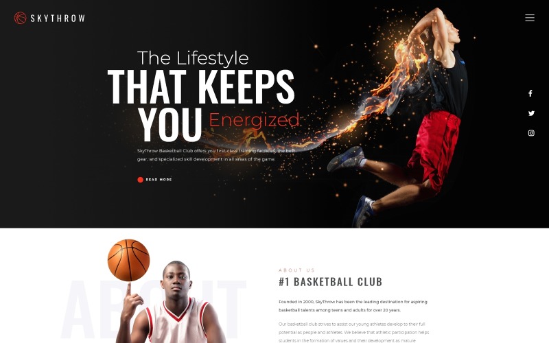 SkyThrow - Plantilla para sitio web del club de baloncesto