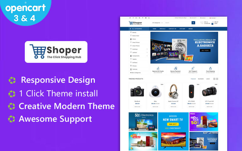 Shopper Electronics Responsive Theme OpenCart-sjabloon