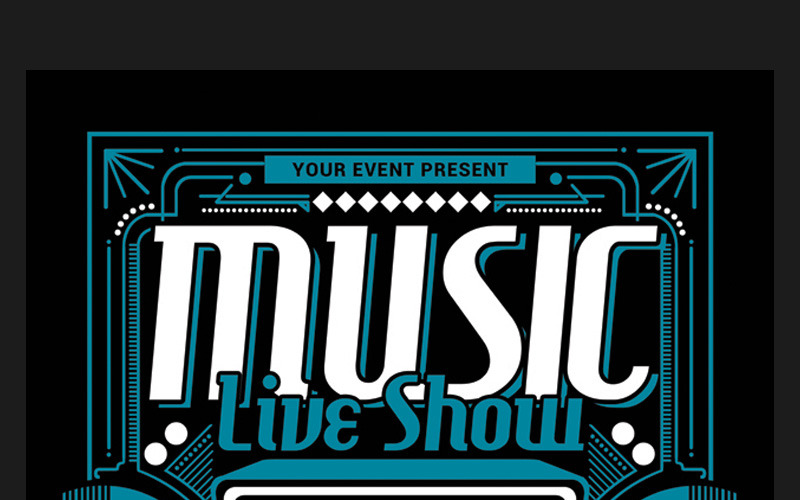 Download Фирменный стиль "Music Live Show - Corporate Identity Template" / Music Live Show - Corporate Identity Template - Фирменный стиль на тему графика advertising art band big brown club concert design exhibit festival flyer gig letter lettering music post print ready radio retro