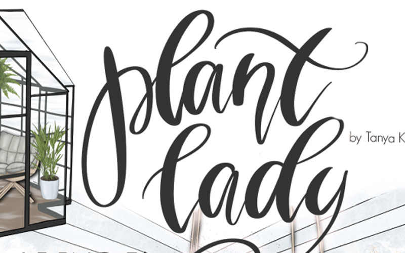 Plant Lady Clipart és minták - illusztráció