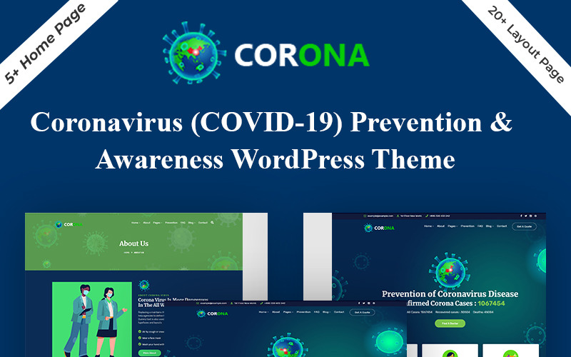 Corona (Covid-19) WordPress-tema för förebyggande