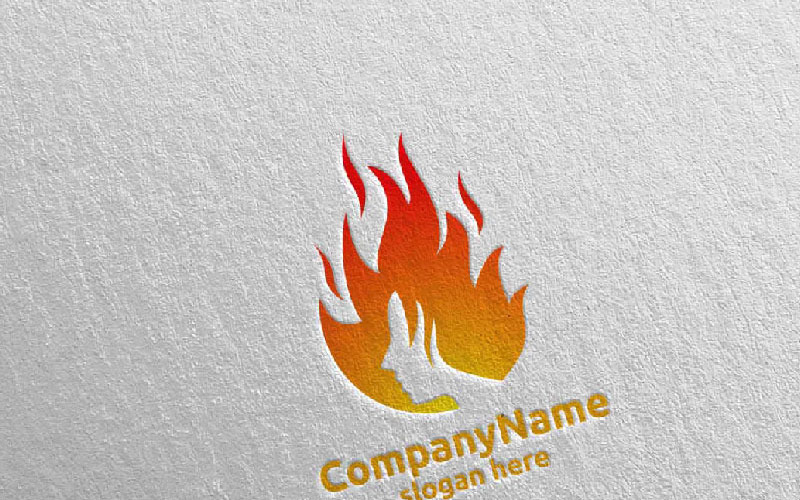 Вогонь і полум'я жінка обличчя дизайн 19 шаблон логотипу
