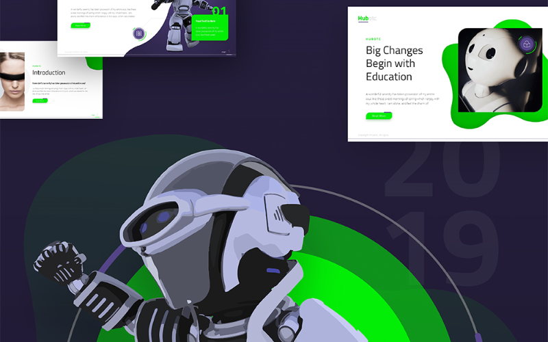Modelo de PowerPoint totalmente animado de apresentação de tecnologia Hubotc
