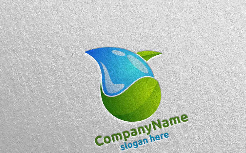Шаблон логотипа дизайн капли воды и очистки