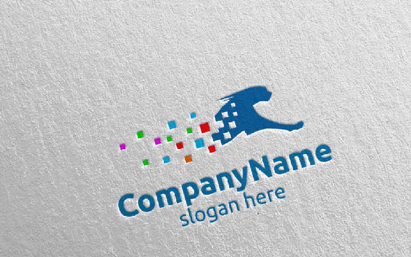Download Шаблон логотипа "Speed Digital Marketing with Cheetah or Tiger Design Concept Logo Template" / Speed Digital Marketing with Cheetah or Tiger Design Concept Logo Template - Шаблон логотипа на тему графика dot pixel jump jaguar fast geometric animal modern digital logo tiger leopard cat cheetah marketing lion power run art illustration