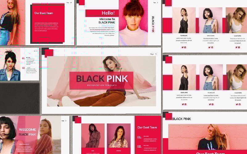 BLACK PINK Presentation PowerPoint template TemplateMonster