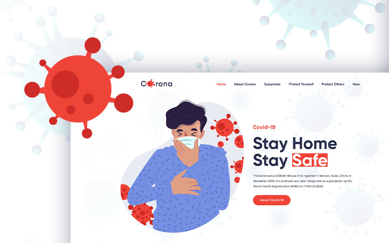 Download PSD шаблон "Corona - Coronavirus (COVID-19) Medical Prevention & Informatics PSD Template" / Corona - Coronavirus (COVID-19) Medical Prevention & Informatics PSD Template - PSD шаблон на тему графика 