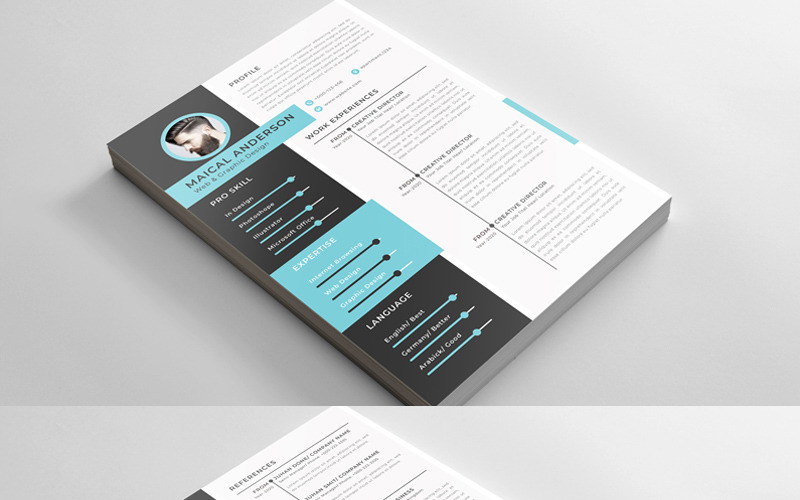 Download Резюме "maical anderson Resume Template" / maical anderson Resume Template - Резюме на тему графика page a4 clean cv design elegant resume female feminine infographic letter minimalist modern portfolio professional indesign minimal pages template