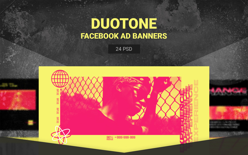 Szablony reklam Duotone na Facebooku dla mediów społecznościowych