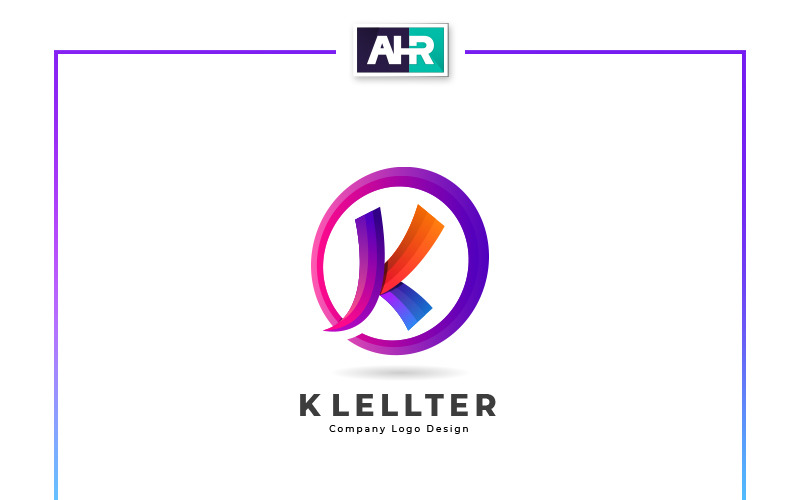 Modelo de logotipo colorido com design de letra K