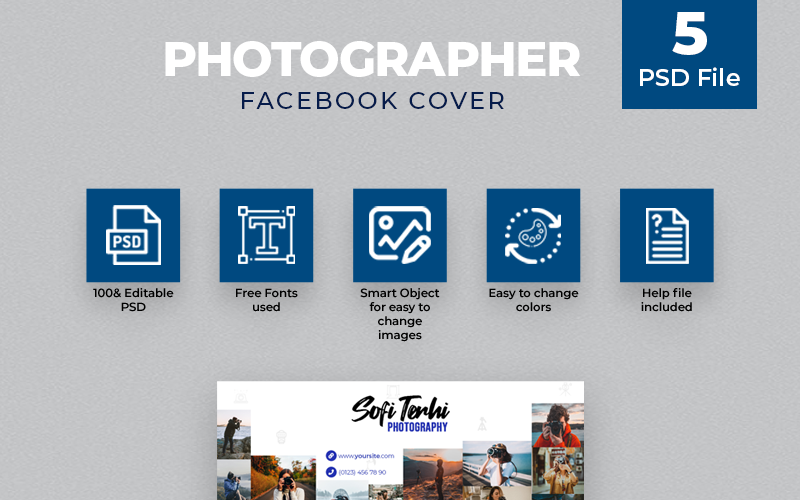 Modelo de mídia social da capa do fotógrafo 5 no Facebook