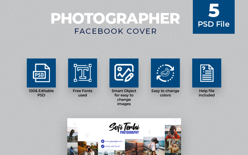 Download Шаблон для соцсетей "Photographer 5 Facebook Cover Social Media Template" / Photographer 5 Facebook Cover Social Media Template - Шаблон для соцсетей на тему графика album camera coupon cover page covers facebook fb flat design followers header likes newsfeed photgraphy photo photographer promotion promotions sale