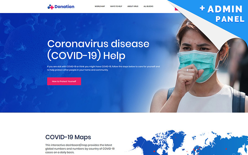 Шаблон целевой страницы для пожертвований от коронавируса (COVID-19)