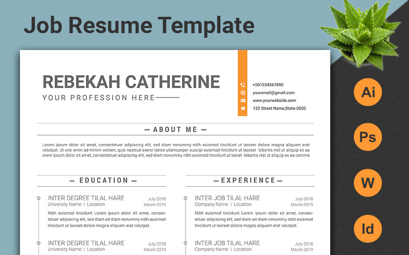 Download Резюме "Word CV/ Resume Template" / Word CV/ Resume Template - Резюме на тему графика cv rsume template fully layered a4 paper size modern minimal letter profational creative eaditable word indesign cvdesign docx jobecv elegent