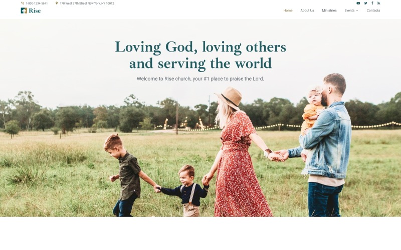 Rise - Modello di sito web della Chiesa reattivo