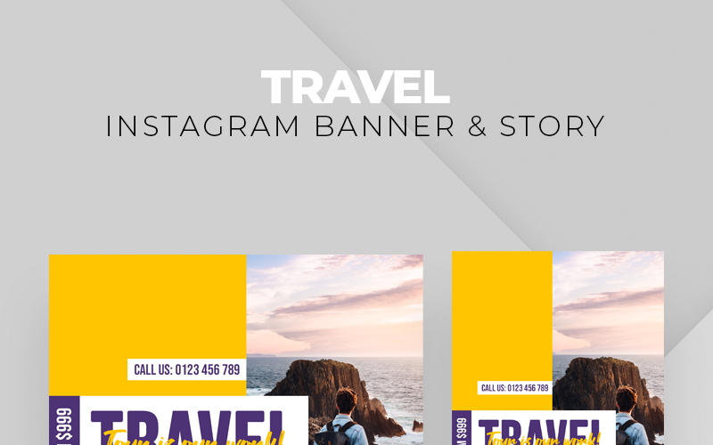 Шаблон для социальных сетей Travel Instagram Banner & Story