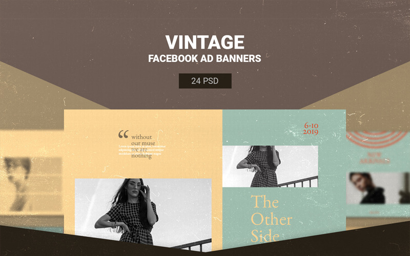 Download Шаблон для соцсетей "Vintage Facebook Ads Banners Social Media Template" / Vintage Facebook Ads Banners Social Media Template - Шаблон для соцсетей на тему графика clothing deal discount facebook ads cover fashion flat design google marketing metro multi purpose multipurpose promotion promotions retargeting sale sales