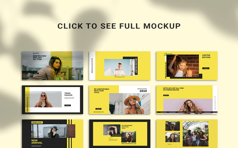 Download Шаблон для соцсетей "Yellow Facebook Ads Banners Social Media Template" / Yellow Facebook Ads Banners Social Media Template - Шаблон для соцсетей на тему графика adroll animated banner pack set banners business buy cloth clothing coupon deal discount fashion flat design google adwords marketing multi