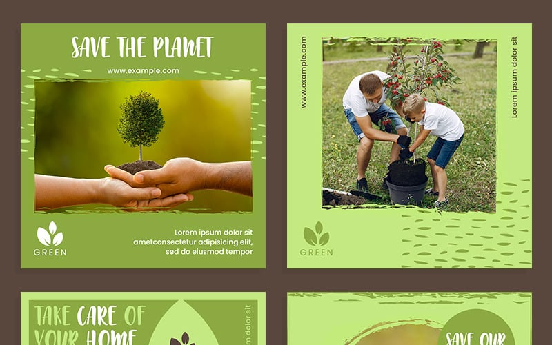 Download Шаблон для соцсетей "Environment Post Layout Set Social Media Template" / Environment Post Layout Set Social Media Template - Шаблон для соцсетей на тему графика environment,social,media,post,care,eco,ecology,go,green,grunge,life,lifestyle,natural,nature,organic,plant,concept,bio,friendly,positive