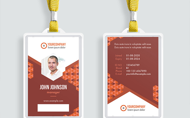 Download Фирменный стиль "ID Card Layout with Orange Accents - Corporate Identity Template" / ID Card Layout with Orange Accents - Corporate Identity Template - Фирменный стиль на тему графика id,card,cardholder,company,corporate,customer,support,employee,identification,identity,professional,service,office,visual
