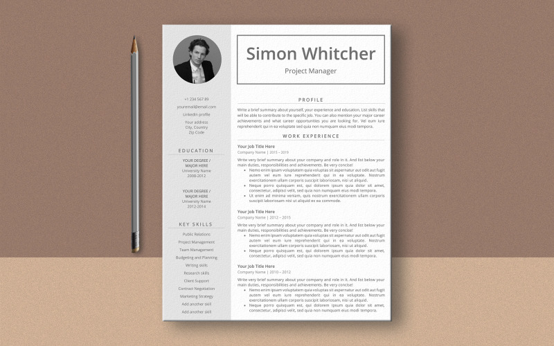 Szablon CV Simon Whitcher MS Word