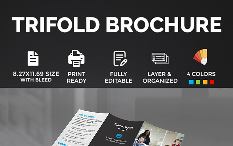 Download Фирменный стиль "Trifold Brochure - Corporate Identity Template" / Trifold Brochure - Corporate Identity Template - Фирменный стиль на тему графика agency brochure blue business community company corporate creative creativity eps green layout marketing marketplace modern multipurpose orange pink print ready