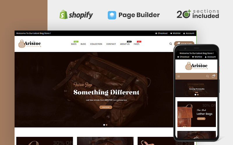 aristoc bags &amp; fashion store тема shopify
