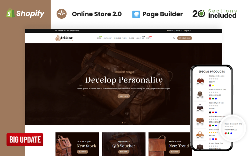 Aristoc Bags & Fashion Store Theme Shopify