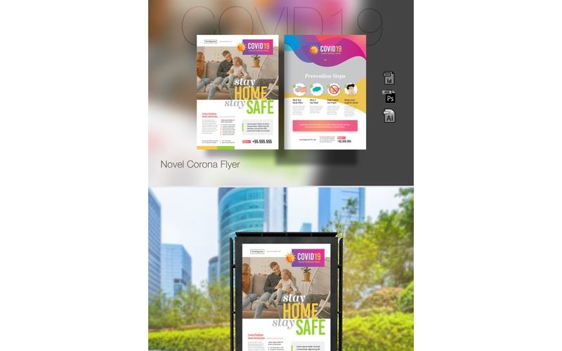 Download Фирменный стиль "COIVD19 Novel Corona Virus Flyer - Corporate Identity Template" / COIVD19 Novel Corona Virus Flyer - Corporate Identity Template - Фирменный стиль на тему графика novel corona flyer treatment virus covid19 cover-19 medical instruction prevention