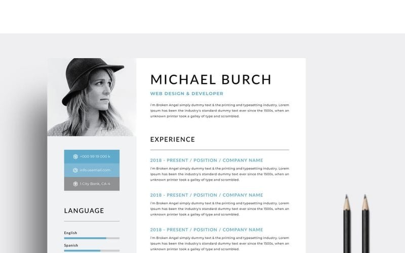 Creative Minimal Resume Template #99750 - TemplateMonster