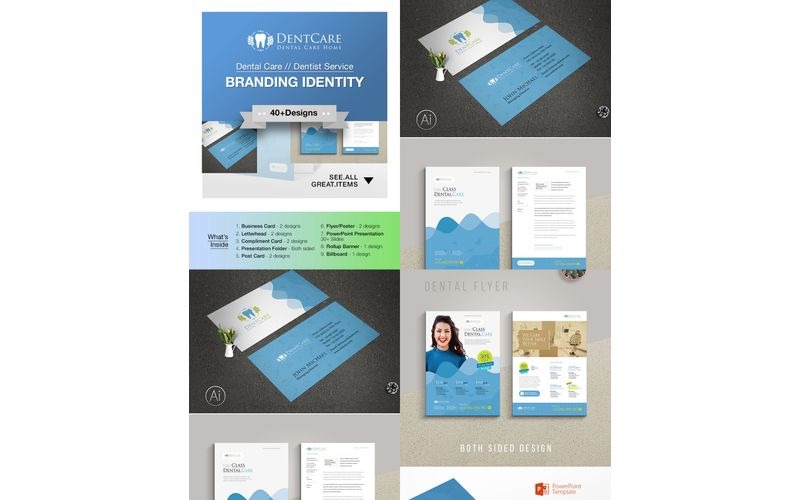 Download Фирменный стиль "Dental Care Dentist Hospital Branding - Corporate Identity Template" / Dental Care Dentist Hospital Branding - Corporate Identity Template - Фирменный стиль на тему графика dental care dentist dental hospital medical treatment teeth tooth smile mouth whiteness branding identity corporate brand id business