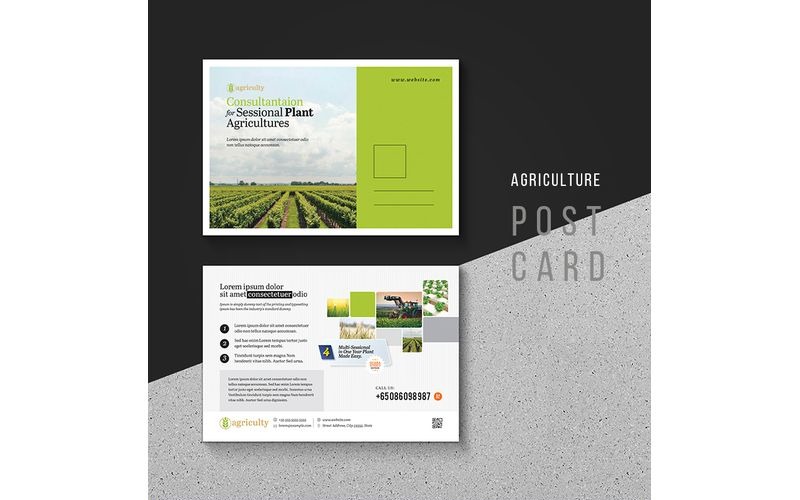 Download Фирменный стиль "Farm House & Agriculture Postcard - Corporate Identity Template" / Farm House & Agriculture Postcard - Corporate Identity Template - Фирменный стиль на тему графика house farm agriculture rural nature landscape countryside vintage barn farming old field retro country tree land green grass postcard flyer