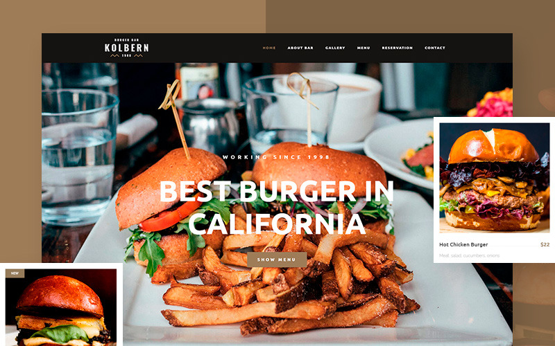 kolbern burger bar & cafe wordpress тема