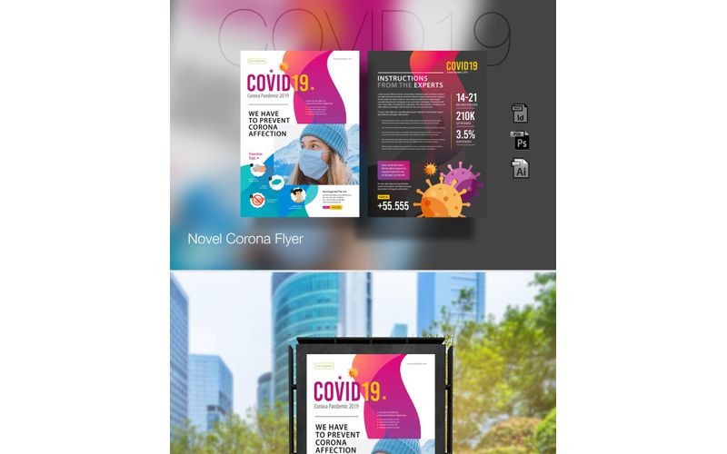Download Фирменный стиль "Novel Corona Virus Flyer - Corporate Identity Template" / Novel Corona Virus Flyer - Corporate Identity Template - Фирменный стиль на тему графика novel corona flyer treatment virus covid19 cover-19 medical instruction prevention