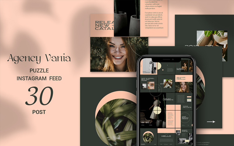 Download Шаблон для соцсетей "Agency Vania Puzzle Instagram Feed Social Media Template" / Agency Vania Puzzle Instagram Feed Social Media Template - Шаблон для соцсетей на тему графика ads advertising banners beauty business cart classy clean club clubs party cover creative instagram design discount facebook fashion gift happy
