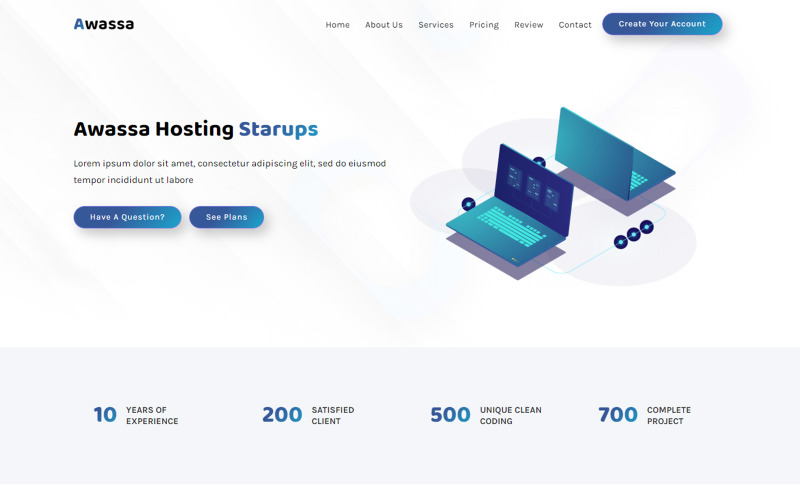Awassa - Modello di pagina di destinazione di hosting e dominio