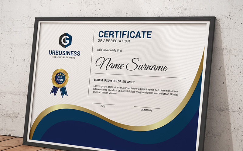 Download Шаблон сертификата "Best Award 02 Certificate Template" / Best Award 02 Certificate Template - Шаблон сертификата на тему графика achievement appreciation award diploma completion acknowledgement landscape eyelash nail extension modern luxury vertical professional training red blue gold green yellow